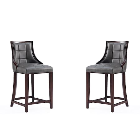 Manhattan Comfort Fifth Avenue Faux Leather Counter Stool in Pebble Grey - Set of 2 2-CS012-PE